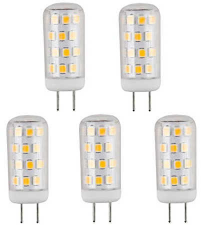 CBconcept UL Listed, 5 Pack, G8 LED Light Bulb (Standard 37mm Length), 3 Watt, 310 Lumen, Not Dimmable, Warm White 3000K, 360 degree Beam Angle, 35W Equivalent, JCD Halogen Replacement Bulb