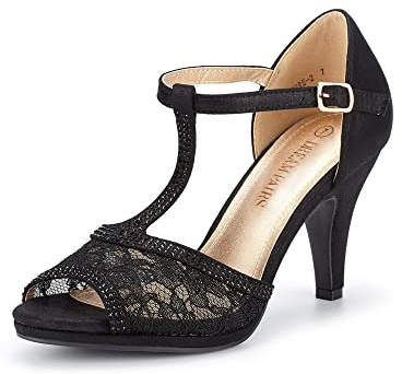 DREAM PAIRS Women's Stilettos Open Toe Pump Fashion Kitten Heel Sandals,Size 9.5,Black,AMORE_2