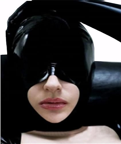 MFMYEE BDSM Latexmaske, Fetisch-Augenbinde aus Gummi, Augenhaube, Cosplay-Bondage-Maske (mit Reißverschluss hinten)