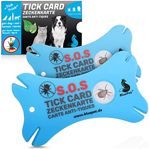 BluePet Zeckenkarte mit Lupe im Scheckkartenformat I Zeckenentferner zur Entfernung von Zecken & Nymphia bei Mensch und Tier I Tick Card als erste Hilfe für Hund, Katze & Mensch im Haus