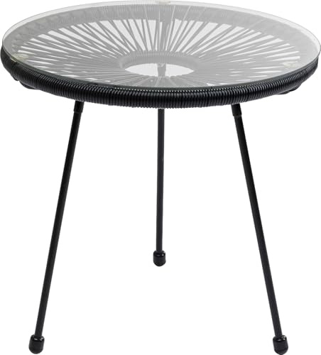 Kare Design Beistelltisch Acapulco, Schwarz, Indoor und Outdoor Tisch im Retro-Design, Kleiner Gartentisch, Couchtisch für Balkon, Garten, Terrasse, Glas, Schwarzes Stahlgestell, 50x50x50 cm (H/B/T) | Kleiner Gartentisch, Tisch, Couchtisch für Balkon, Garten, Terrasse, Schwarzes Stahlgestell, Glas, 50x50x50 cm (H/B/T)