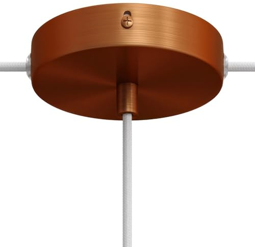creative cables - Zylindrischer Lampenbaldachin Kit aus Metall mit 1 Haupt- und 2 Seitenlöchern - Zylindrisch, Kupfer satiniert