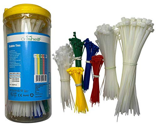 500 Pieces Coloured Assorted Cable Ties Nylon 4 Colurs and White Tie Wraps