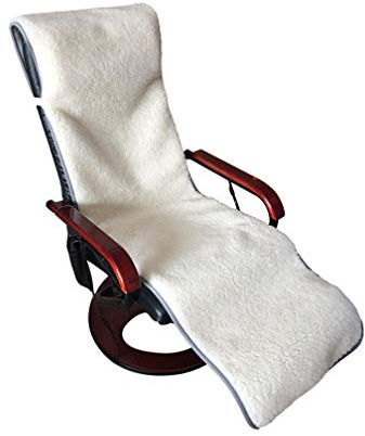 Sesselschoner Relaxsessel doppelt grau/weiß, 100% Merinowolle (50x200cm)
