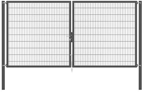 Alberts 637286 Doppeltor Flexo Plus mit Zubehör | verschiedene Breiten und Höhen | Pfostenstärke 100 x 100 mm | anthrazit | Breite 400 cm | Höhe 200 cm
