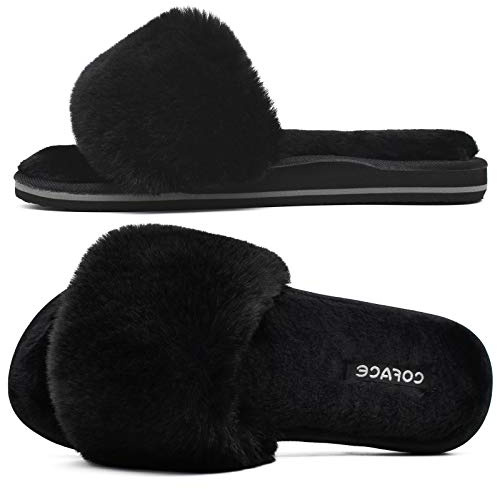 COFACE Zapatillas de Estar Mujer Invierno Zapatos de Casa Antideslizante Planos Verano Sandalias Cálidos Cómodos Invierno Felpa Pantuflas de Casa