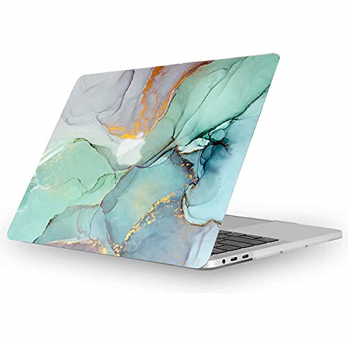 Fancity Compatible with MacBook Air 13” Case M1 A2337 A2179 A1932 2018-2021 | Durable Anti-Scratch Hard Plastic Protective Case for Mac Air 13.3” with Touch ID, Shockproof & water Resistant, Marble Green
