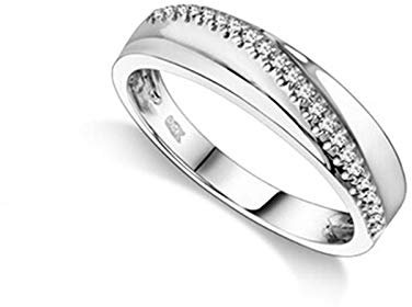 Bishilin Verlobungsring 750 Weißgold, Bandring mit 0.22ct Diamant Eheringe Nickelfrei Ringe für Damen Herren Gr.68 (21.6)