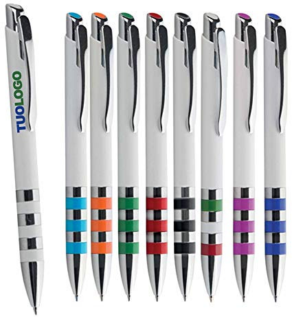 Penne Personalizzate Penna Personalizzata con Scritta Nome Logo Gadget Promozionali o Matrimonio Personalizzati da Personalizzare per Aziende, Eventi o Fiere e Omaggi a Clienti Bianche (500)