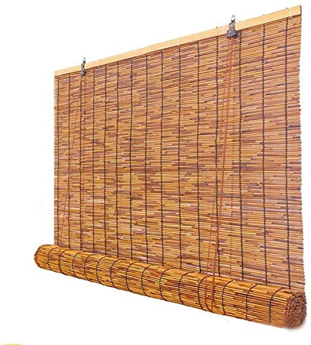 Bambusrollos Für Aussenbereich,Natür Schilfrollos,Fenster Rollo Holz,mit Seitenzug Sichtschutz Raffrollo Bambus Rollo,für Innen Fenster Und Türen Strohvorhänge,Anpassbar,110x120cm/43x47in
