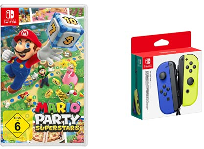 Mario Party Superstars [Nintendo Switch] + Nintendo Joy-Con 2er-Set, Blau/Neon-Gelb