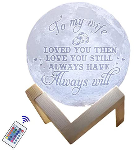 Lámpara de luna 3D con texto, LED Personalizable Luz de Luz de Carga USB para Pequeña Amiga, Niña, Regalos del San Valentín, Diámetro 15 cm (D)