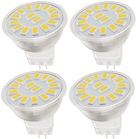 MR11 GU4 LED Lampen Warmweiss 5W, 500lm, Nicht dimmbar, ersetzt 50W Halogenlampen, AC/DC 10-30V, LED Spot Strahler, Kein Flackern, Durchmesser 35mm,4pcs