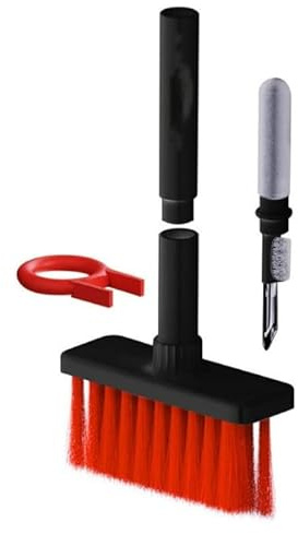 WANGCL 5 in 1 Multifunktions-Computer-Reinigungswerkzeug-Set Eckspalten-Staubwedel-Tastenkappen-Abzieher Multi-Bürste für PC Laptop Airpods Pro Kamera Objektiv Tastatur Reiniger Bürste (schwarz)
