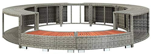 Gecheer Bordo,Rotondo,per Vasca,Spa,in Polyrattan,203 cm,Bordo per Vasca Idromassaggio da Giardino per Esterno in Polyrattan
