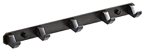 37 cm kreativer massiver schwarzer Reihenhaken Messingmaterial schwarze Bronze nostalgischer Küchen- und Badezimmerhaken fünf Haken