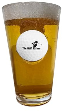 solo-pro master your game Gifts for Men, Pint Beer Glass with Real Golf Ball Embedded, Unique Birthday Gift The Golf Father