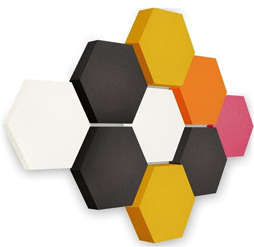 platino24 Akustikpaneele 9 Elemente Edition LOFT 3D I Ø 300mm Akustikplatten Schalldämmung Wand & Decke I Akustikschaum Schall-Absorber aus Basotect 30-70mm mit farbiger Akustikbeschichtung