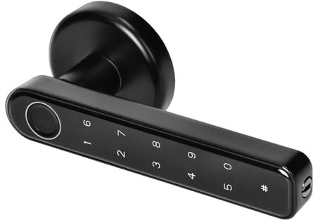 Miratic Manija con Cerradura Electronica Modo de Funcionamiento: Bluetooth 5.0 / Código/Cerradura con Huella Digital IP20 Negro Funciona con 4 pilas AAA Grosor de la puerta: 42-54 mm
