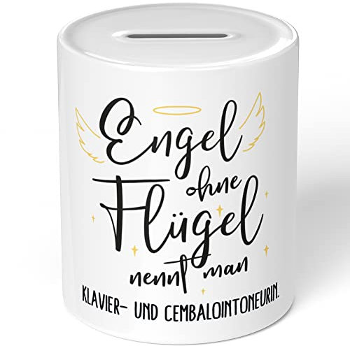 JUNIWORDS Spardose Sparbüchse, Engel ohne Flügel nennt Man Klavier- und Cembalointoneurin (5169899)