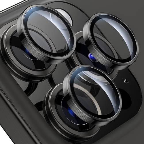 WSKEN for iPhone 15 Pro/15 Pro Max Camera Lens Protector Anti Scratch | [Keep Original Shooting]Shatterproof HD 9H Tempered Glass Screen Metal Ring Cover Titanium,Anti Fingerprint,Black Titanium