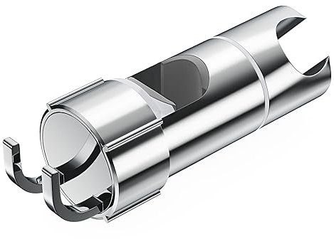Alyvisun Universale Supporto Soffione Doccia con 2 Ganci, Ricambio Supporto Doccetta 360° Regolabile per Saliscendi da Diametro 16-27mm, Cromato Staffa per Soffione Doccia, Installazione Semplice