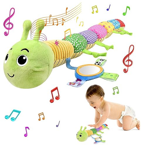 Herenear Baby Musical Raupe Kuscheltier, Raupe Plüschtier Spielzeug mit Lineal, Greifling zum Rasseln Baby, Baby Stofftier Spielzeug, Tolles Geschenk für Jungen und Mädchen