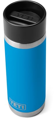 YETI Rambler - Botella de acero inoxidable aislada al vacío de 18 onzas, con tapa Hot Shot, color azul ola grande