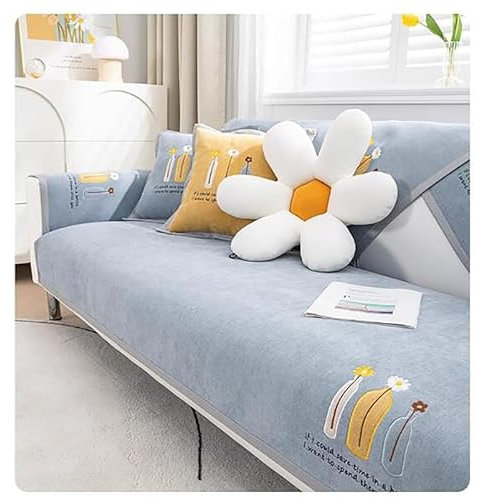 QHFTYL Sofaschoner rutschfest Eckcouch Überzug Chenille Überzug Universal Couchbezug Abnehmbar Waschbar für L/U Form 3 2 4 1 Sitzer Ledersofa Relaxsofa (Hellgrau-70x180cm)