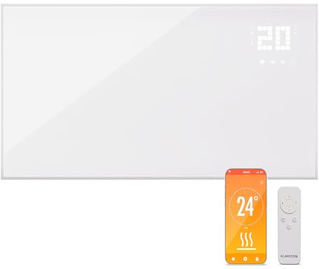 Klarstein Infrarotheizung mit Thermostat, 480W Elektroheizung, Smart Home Bild-Infrarotheizung zur Wandmontage, IR mit App-Steuerung & Erkennung offener Fenster, Feuchtraum Heizkörper CO2-Frei