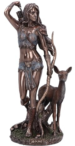 Nemesis Now Artemisa - Figura de Diosa Griega de la Caza de 25 cm, Resina, Bronce, Adorno de Diosa, Adorno de mitología Griega, Fundido en Resina de Bronce, Acabado Pulido