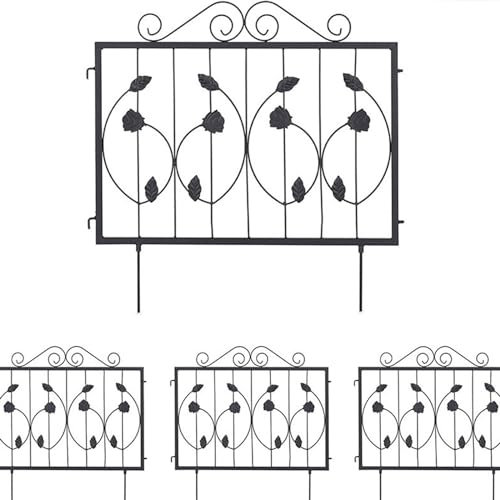 DECORN Clôture de Jardin Décorative à 5 Panneaux pour Cour - Panneaux de Clôture en Fil Métallique Antirouille de 23,6 Po (H) X 9,8 Pi (L) sans Creuser Clôture Extérieure pour Animaux pour Chiens
