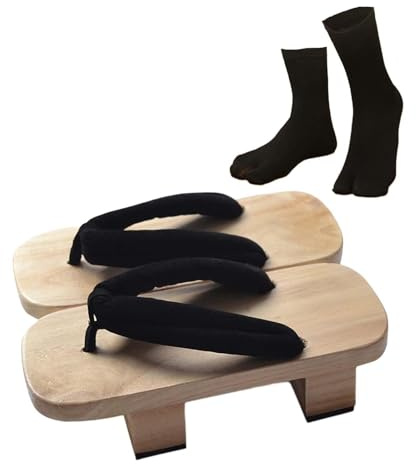 F Fityle Sabots Japonais en Bois, Sandales Traditionnelles Japonaises Portables, Sandales Légères EVA pour Appartement, Maison et Voyage, Taille UE 44