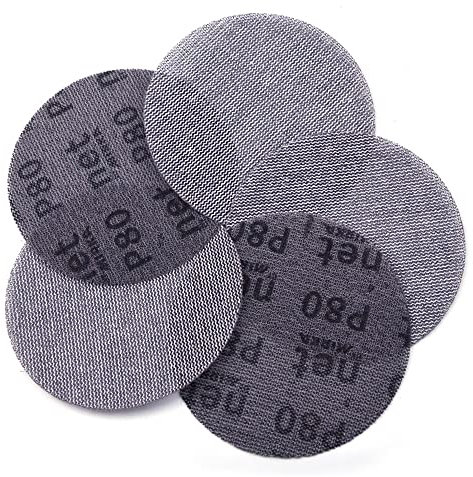 5 Pack 125mm Mesh Sanding Discs, 180 Grit Hook & Loop Dust Free Round Mesh Sanding Discs Pads for Car Wood Furniture Floor