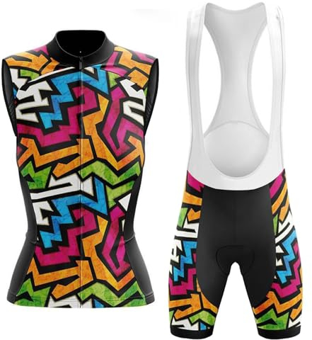 Abbigliamento Ciclismo Donna Completo Bici MTB Estivo,Tuta Ciclista Maglietta da Ciclo Senza Maniche Gilet e Salopette Pantaloncini con 19D Gel Imbottiti,Maglia Bicicletta Asciugatura Rapida|4,S