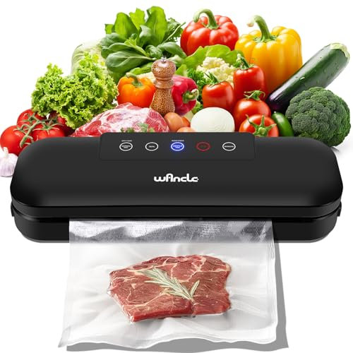Máquina selladora al vacío Wancle, selladora de alimentos 4 en 1 para sous vide y almacenamiento de alimentos, sistema de envasado al vacío automático con 10 bolsas selladoras, diseño compacto