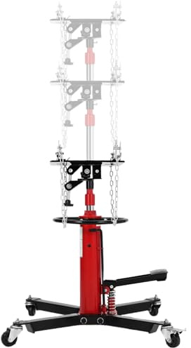 MOVECOM Transmission Jack, 1100 lbs 1/2 Ton, 34-68 Lifting Range, 2-Stage High Lift Hydraulic Telescopic Jack, Garage Transmission Jack Stand for Car Lift with Foot Pedal and 360° Swivel Wheel