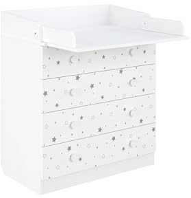 Shefa Changing Table 800 Kids White Starlight Changing Station with 4 Drawers