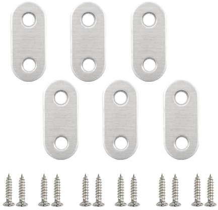 Staffe Angolari Dritte,6 Pezzi Piastre di Giunzione in Acciaio Inossidabile Ripiano Raccordo per Cassetti Metallo Staffe di Fissaggio Piatte per Sedia Legno Libreria Tavola Finestra Mobili Fissaggio