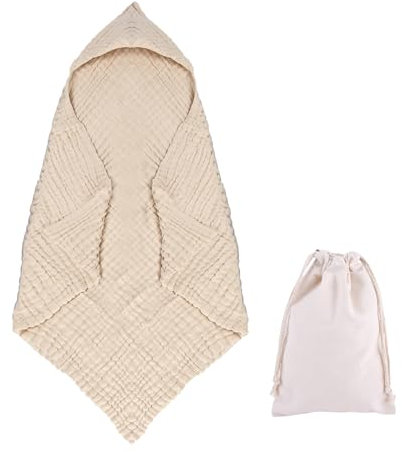Thoquene Badetuch Baby mit Kapuze, Musselin-Baumwolle Kaputzenhandtücher, Coffee Babyhandtuch(80x80cm)