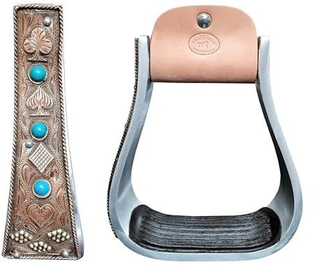 CHALLENGER Pferd, 12,7 cm, Aluminium, antikes Kartendeck, graviert, Westernsattel-Steigbügel, 51256