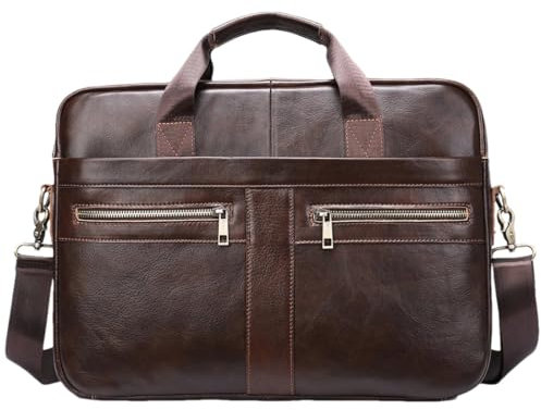 Wjnvfioo Leder Herren Business Dokumententasche 17 Zoll Laptop Kuh Leder Single Shoulder Slant Cross Bag 2019 Kaffee