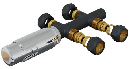 HAGO 24 | Termostato termosifone | Regolatore radiatore da bagno | raccordo di collegamento antracite | multiblocco a due tubi | attacco centrale da 50 mm | controllo riscaldamento | protezione