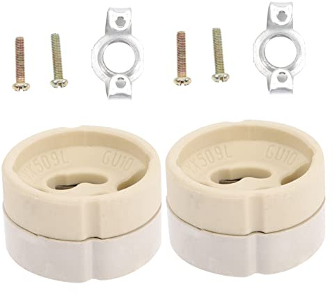 POPETPOP GU10/GZ10 Lamp Socket Replacement Bracket 2pcs Porcelain Light Holder for Ceiling Lights Easy Installation Universal Fit