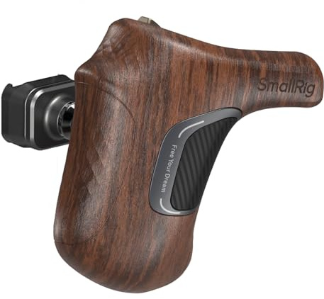 SMALLRIG Poignée Rotative Gauche en Bois avec Pince et Rail OTAN, Capacité de Charge jusqu'à 15 kg, Rotation à Touche, Réglage de Angle à 360°, Conception Antidérapante - 5161 | Uniquement pour la main gauche, réglage de l'angle à 360°, rotation à une touche, max. Charge maximale : 15 kg / 33lbs