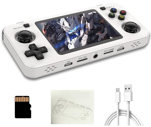 R36H Retro Spielekonsole, Tragbare Handheld Spielekonsole mit Integrierten 22000+ Retro Spielen, 23 Emulatoren, Open Source Linux System, 3,5 Zoll IPS Bildschirm, Auflösung 640 x 480 (128G, Weiß)