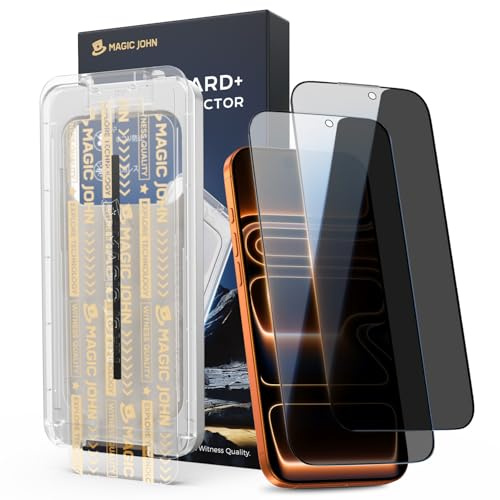 MAGIC JOHN 3rd Gen for iPhone 17 Pro Max Privacy Screen Protector, 2 Pack | 28° Anti-Spy, 9H Tempered Glass, Easy Installation, Bubble Free, 1:1 Full Coverage, Auto Dust-Elimination, Anti Scratch