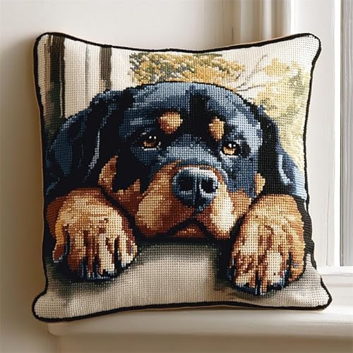 Kitquiver Knüpfkissen Zum Selber Knüpfen,Haustier Hund 43X43Cm Diy Kissenbezug Knüpfen Kissen Hülle Sofakissenbezug, Knüpfkissen Set Für Kinder Erwachsene