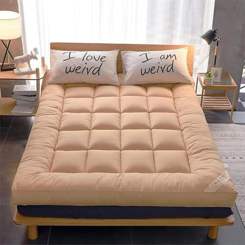 Tapete suave y portátil japonés grueso y plegable para futón para dormitorios, tamaño individual y doble (rosa, 150 x 200 cm), solución de ropa de cama cómoda
