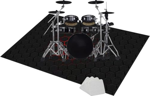 Qivstxug Schlagzeugteppich Drum Teppich, Schlagzeug Teppich, rutschfeste Trommel Teppiche, Antivibrationsmatte, Elektronisch Snare Klavier Musikinstrumente Teppich, Schalldichte Teppich 160 x 100 cm